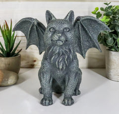 Gothic Guardian Winged Feline Cat Vampire Gargoyle Desktop Paperweight Figurine-1