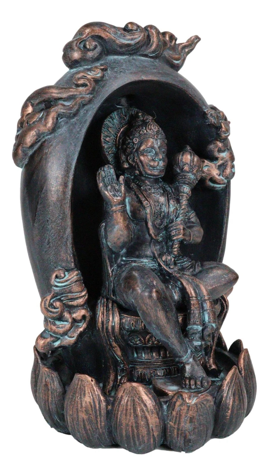 Hindu Buddha Hanuman Monkey God On Lotus Backflow Cone Incense Burner Figurine-5