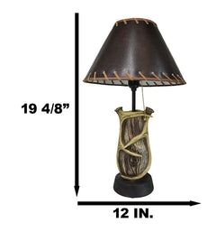 Rustic Western Hunters Lodge Deer Antlers On Driftwood Trunk Desktop Table Lamp-8