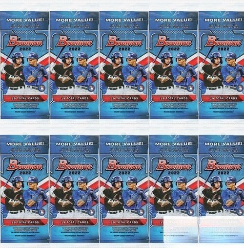 (10) 2022 Bowman Baseball EXCLUSIVE JUMBO FAT CELLO Factory Sealed Pack-190 Card