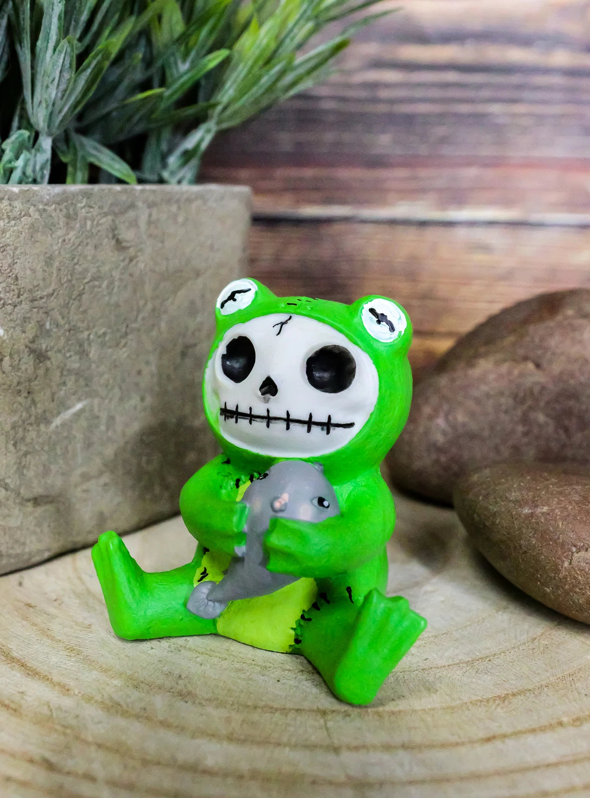 Furrybones Froggy Tadpole Green Frog Cute Skeleton Monster Ornament Figurine
