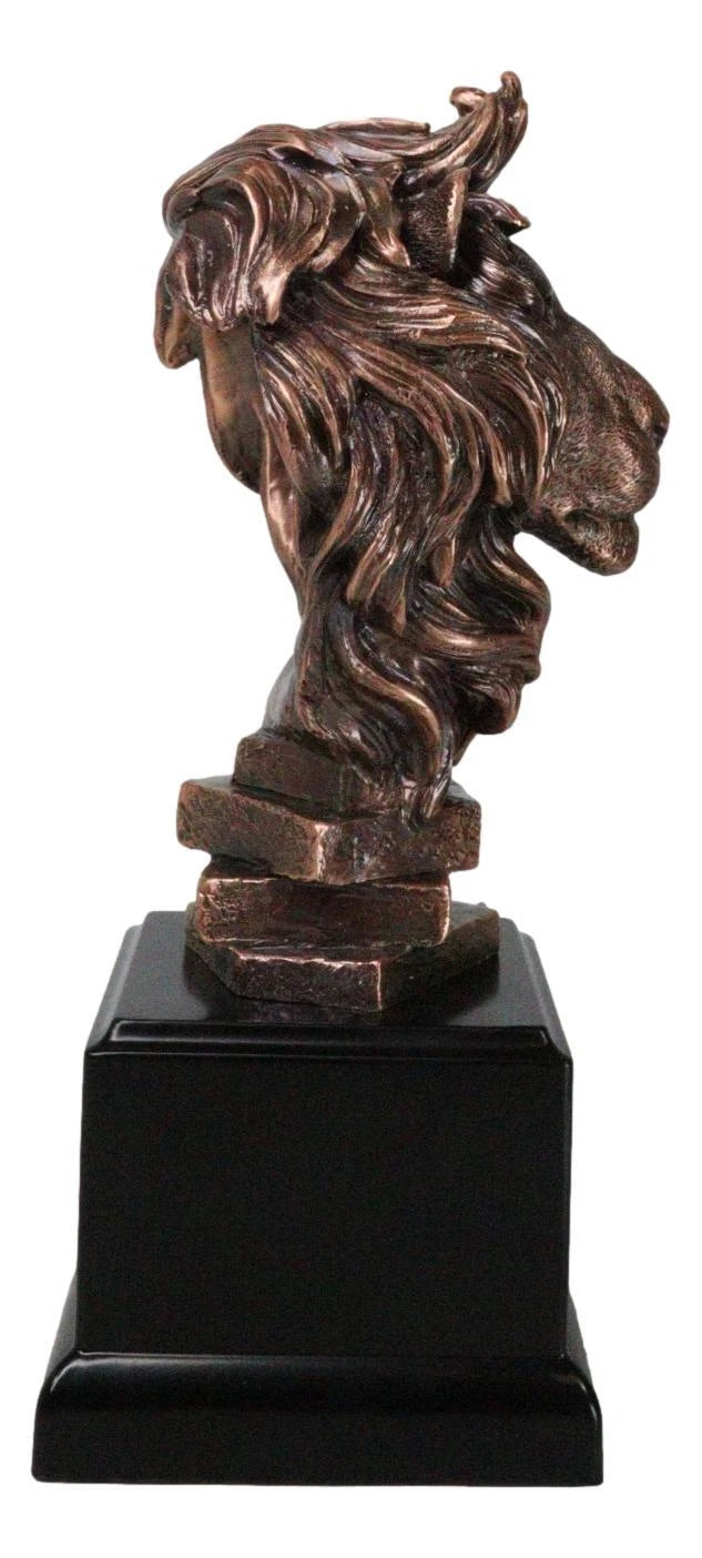 King Of The Jungle African Lion Pride Bust Bronze Electroplated Figurine Statue-7