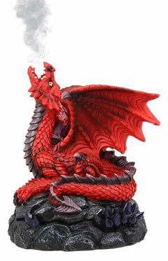 Smoke Fire Breathing Red Dragon Backflow Incense Cone Burner Statue Decor-7