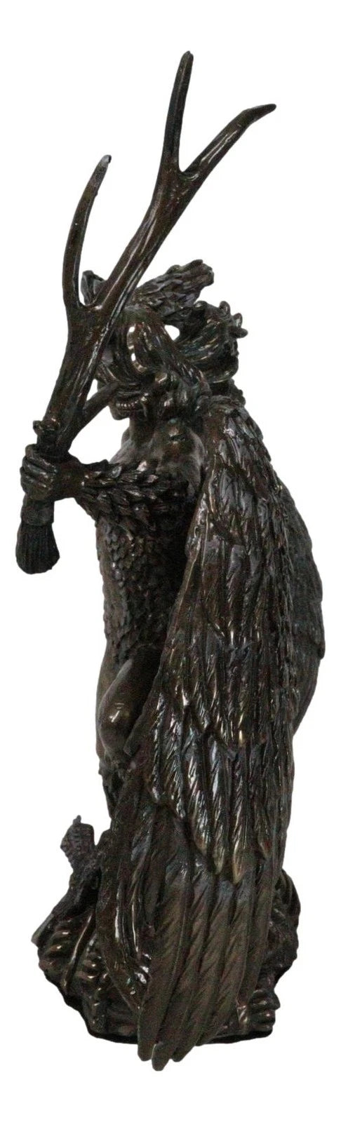 Irish Celtic War Goddess Winged Morrigan Phantom Queen W/ Antler Figurine-6