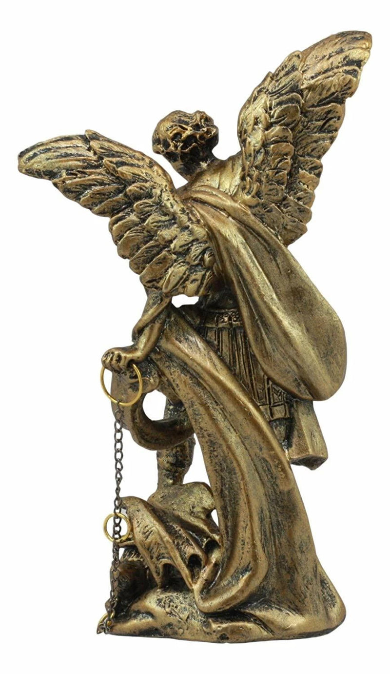Bronzed Greek Christian Church Archangel Of The Angelic Council Statue 5"H-3