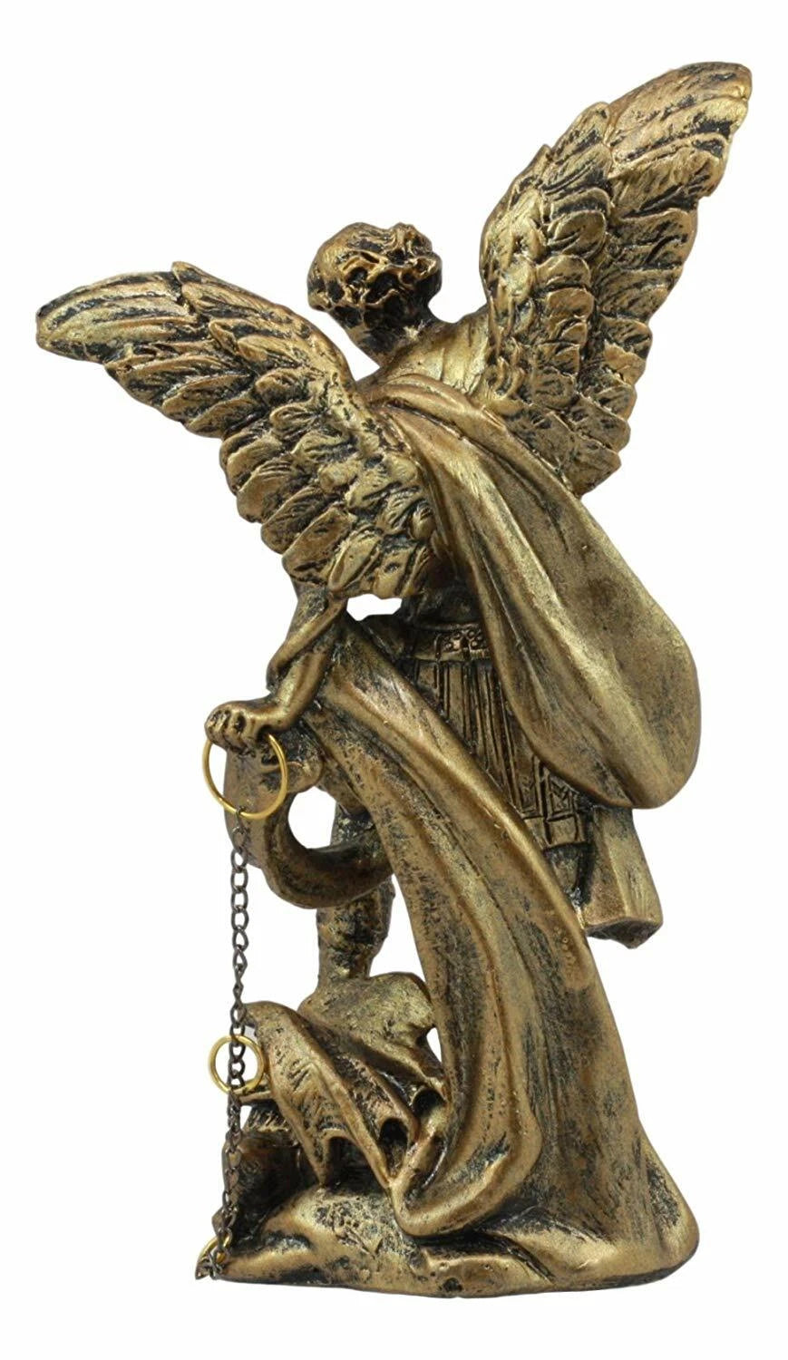 Bronzed Greek Christian Church Archangel Of The Angelic Council Statue 5"H-3