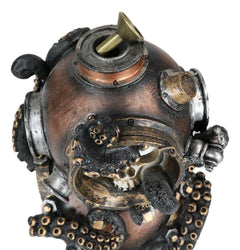 Marine Octopus Kraken Steampunk Divers Helmet With Skull Incense Cone Burner-7