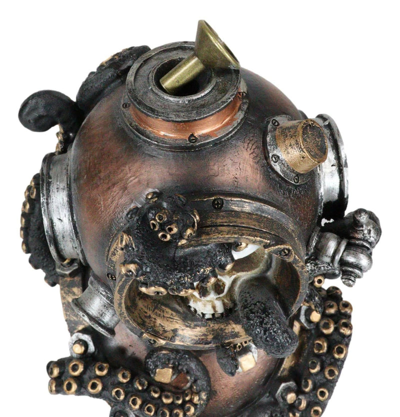 Marine Octopus Kraken Steampunk Divers Helmet With Skull Incense Cone Burner-7