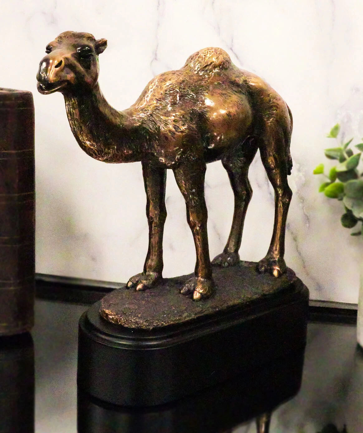 Desert Explorer Single Hump Brown Camel Electroplated Resin Figurine With Base-1