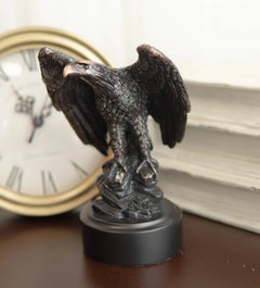 Surveyor Bald Eagle With Open Wings On Rock Electroplated Resin Statue-6