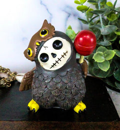 Furrybones Hootie The Great Horned Owl With Red Lollipop Skeleton Figurine 3"H-2