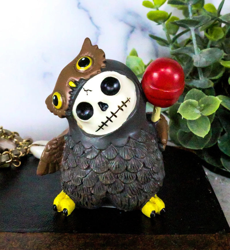 Furrybones Hootie The Great Horned Owl With Red Lollipop Skeleton Figurine 3"H-2