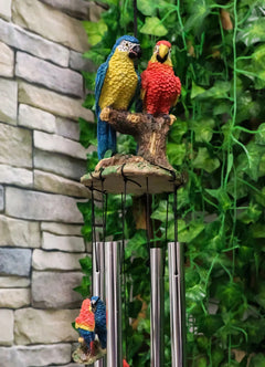 Red and Blue Scarlet Macaw Parrots Couple Resonant Relaxing Wind Chime Patio-8