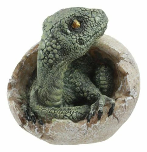 Figura de huevo de dinosaurio depredador de la era jurásica, cría de velociraptor de 10 cm de alto-5