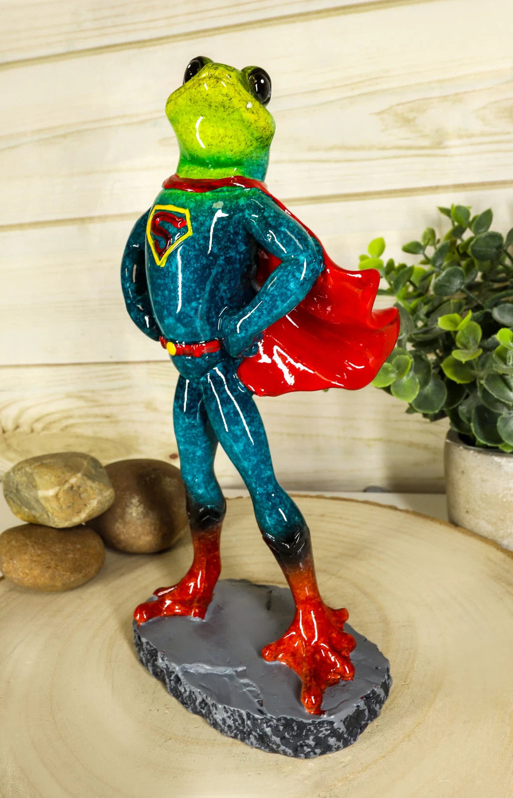 Superhero Frog Superman Statue 8"Tall Animated Frog Decor-8