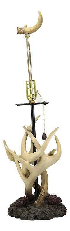 26"H Rustic Vintage Design 3 Entwined Antlers And Pine Cones Table Lamp-7