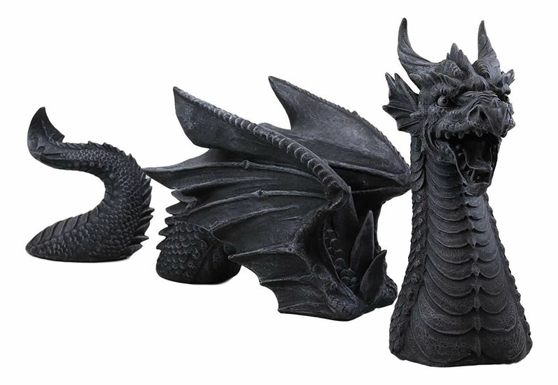 Swimming Castle Moat Dragon Lawn Garden Centerpiece Statue 3 Piece 21"L Total-4