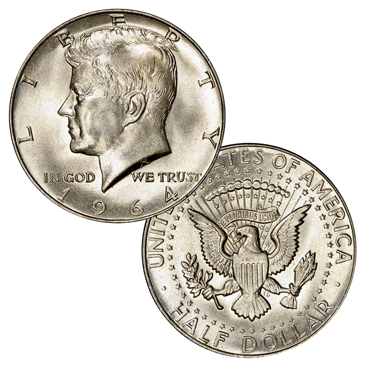 $1 Face 90% Silver 1964 JFK Half Dollars Brilliant Uncirculated BU Kennedy-1
