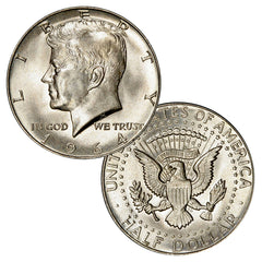 $1 Face 90% Silver 1964 JFK Half Dollars Brilliant Uncirculated BU Kennedy-1