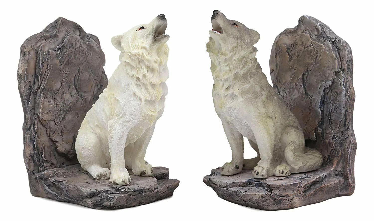 Wardens Of The North Howling Gray And White Wolves Bookends Wolf Figurine Set-8