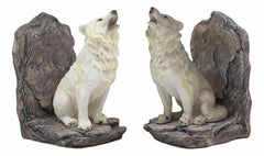 Wardens Of The North Howling Gray And White Wolves Bookends Wolf Figurine Set-8