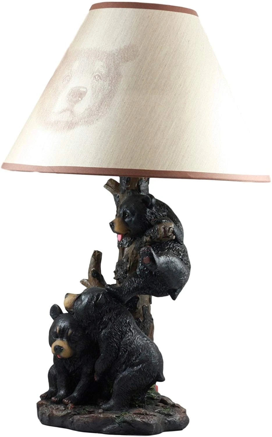 Lámpara de mesa con cachorros de oso negro trepando y pantalla de oso (juego de 2)-7