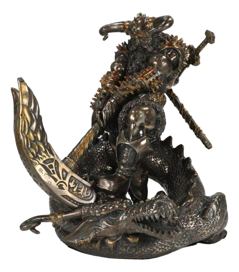 Thor Ragnarok Figurine Norse Donar Slaying Midgard Dragon With Mjolnir Hammer-8