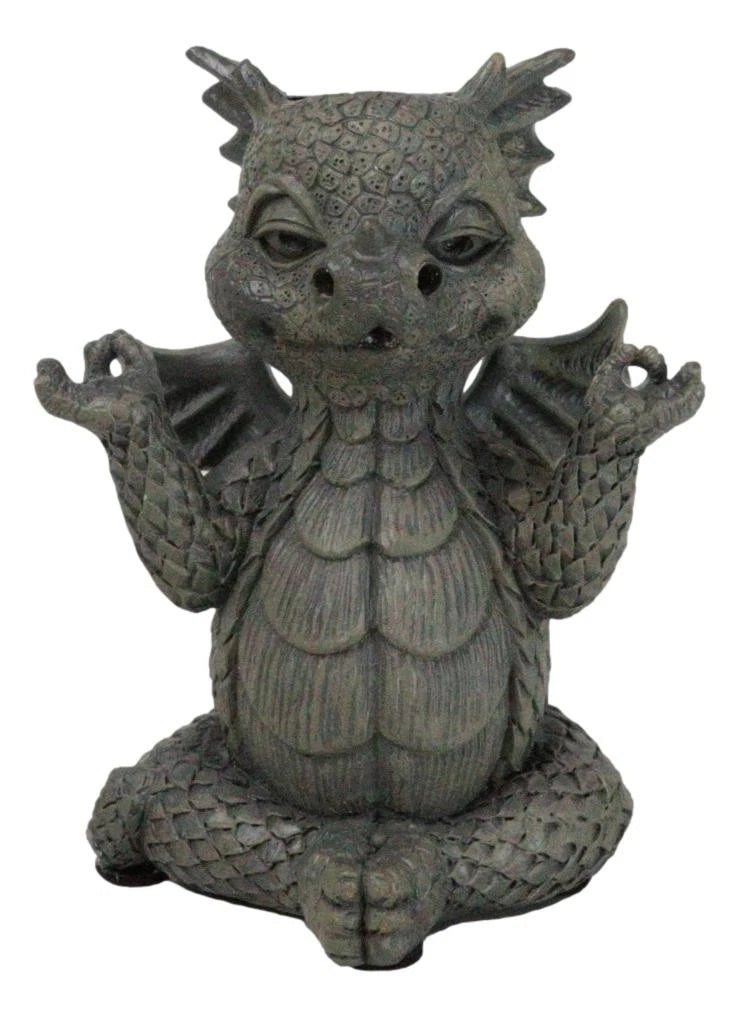 Zen Whimsical Garden Dragon Yoga Sitting In Meditation Backflow Incense Burner-5