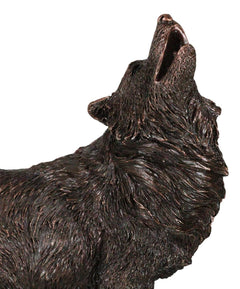 Rustic Forest Woodlands Howling Spirit Alpha Wolf Figurine With Trophy Base-9