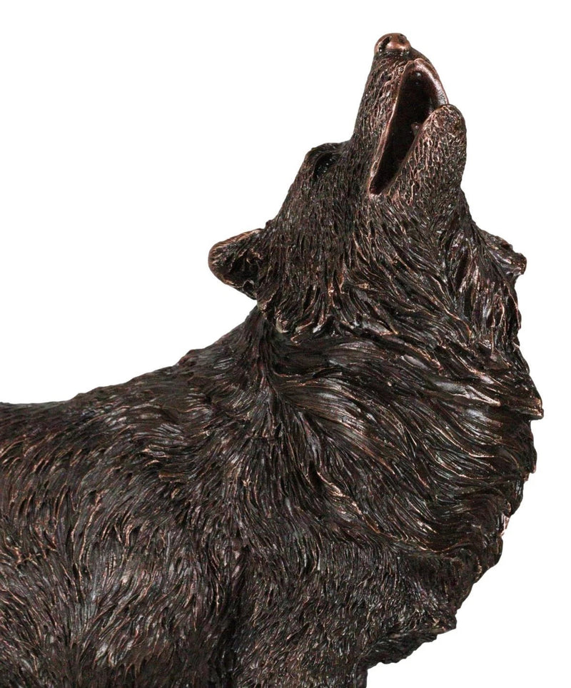 Rustic Forest Woodlands Howling Spirit Alpha Wolf Figurine With Trophy Base-9