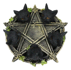 Celtic Wiccan Pentagram Ivy Penta 5 Black Cats Witching Hour Incense Burner-7