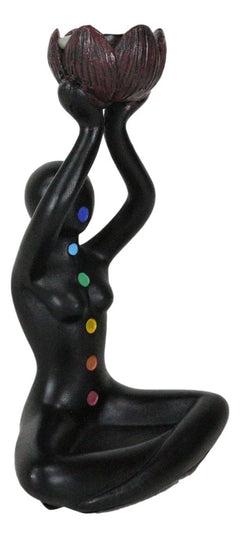 Black Yoga Meditation Avatar With 7 Chakra Zone Colors Backflow Incense Burner-7