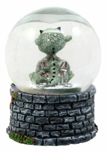 Small Collectible Whimsical Sulky Baby Dragon Water Globe Figurine With Glitters-6