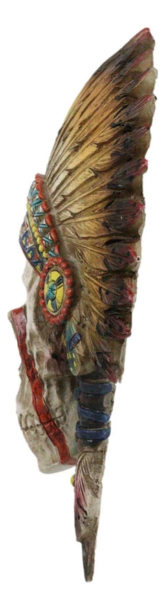 Native American Indian Chief Warpath Skull with Headdress Wall Decor Plaque-5