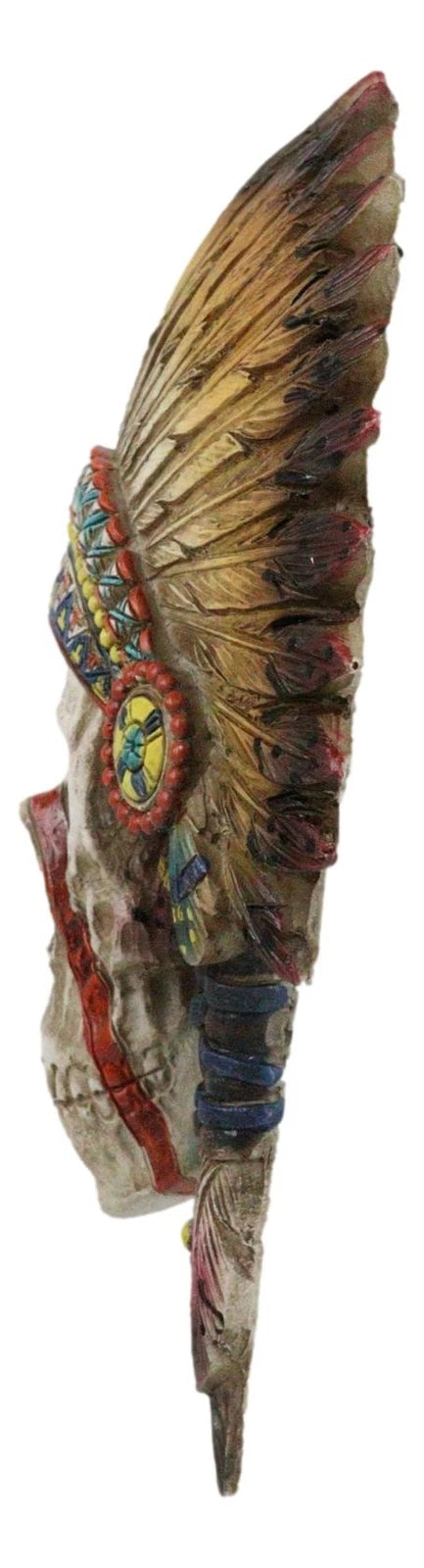 Native American Indian Chief Warpath Skull with Headdress Wall Decor Plaque-5