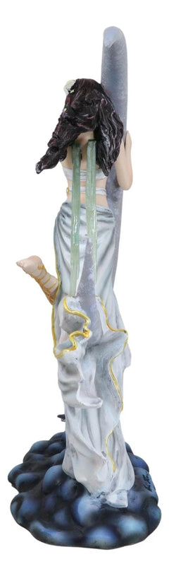 Celestial Dream Voyage Crescent Moon Lullaby Fairy Floating On Clouds Statue-8