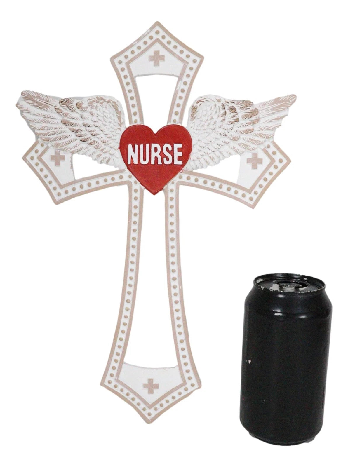 Western Physician Healer Red Heart With Angel Wings Nurse Wall Cross Decor-6