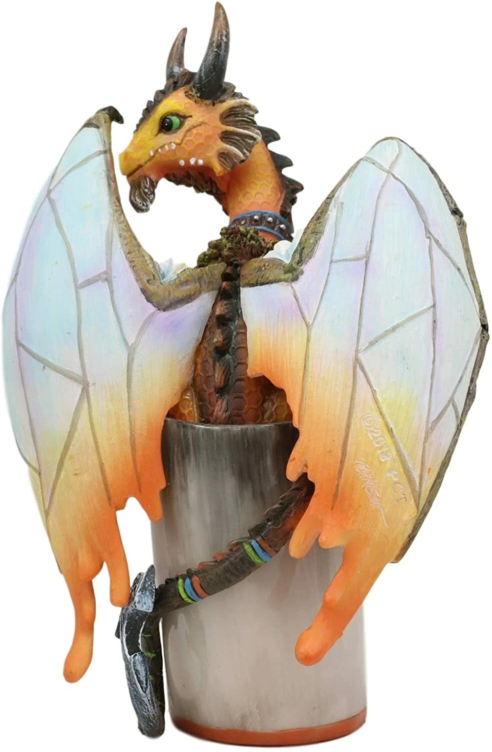 Bebida de hidromiel borracha Vikingo Thor Martillo Cola Dragón Estatua Fantasía Dragones Arte-3