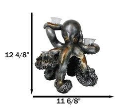 Large Rustic Bronze Deep Ocean Octopus Candle Holder Statue Kraken Sea Monster-8