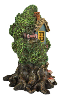 Forest Ent Greenman Cottage Blue Nook Tree House Statue With Mushroom Conk Steps-8