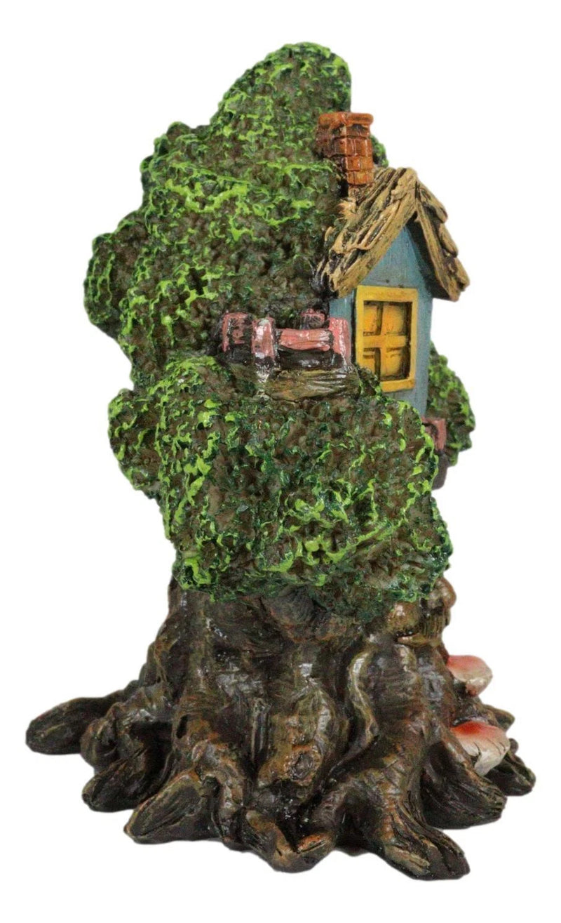 Forest Ent Greenman Cottage Blue Nook Tree House Statue With Mushroom Conk Steps-8
