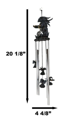 Armored Battle Dragon Crystal Sphere Resonant Relaxing Wind Chime Garden Patio-9