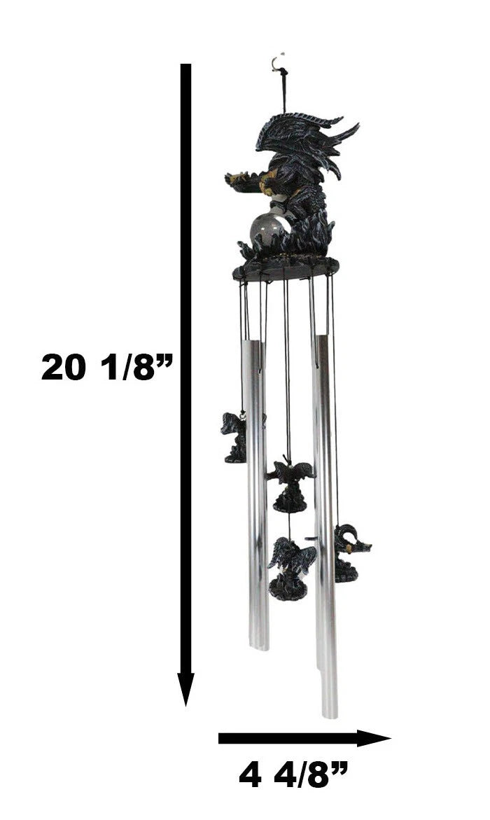 Armored Battle Dragon Crystal Sphere Resonant Relaxing Wind Chime Garden Patio-9