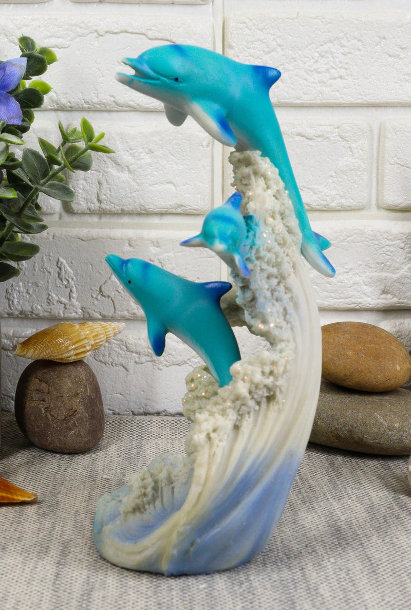 Sea World Three Bottlenose Dolphins Leaping Out Of The Waves Statue 6.25"Tall-7
