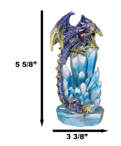 Purple And Gold Cosmic Dragon On Blue Crystal Stalactite Rock LED Light Statue-5