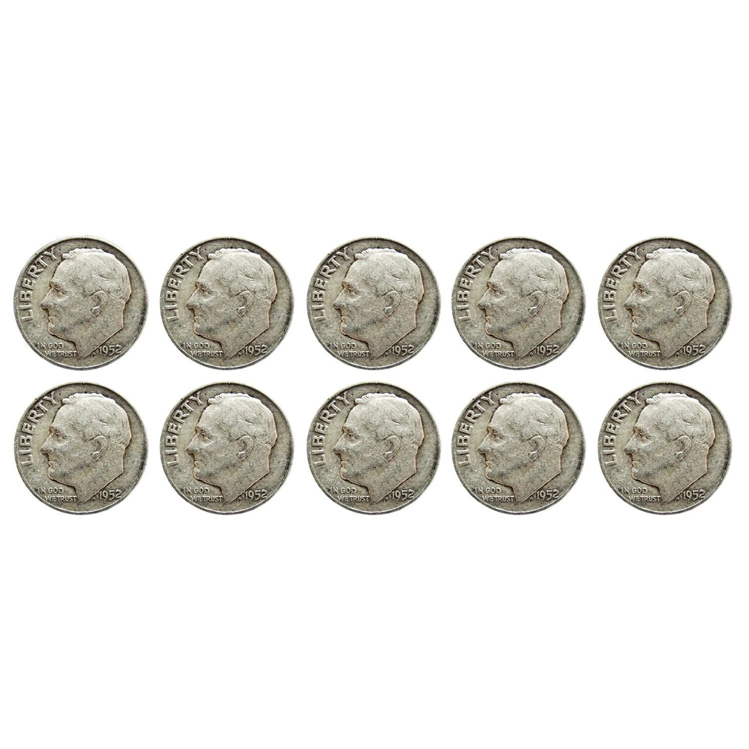 $1 Face - 90% Silver Roosevelt Dimes Average Circulated