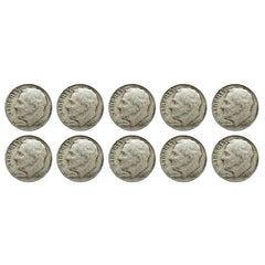 $1 Face - 90% Silver Roosevelt Dimes Average Circulated-2