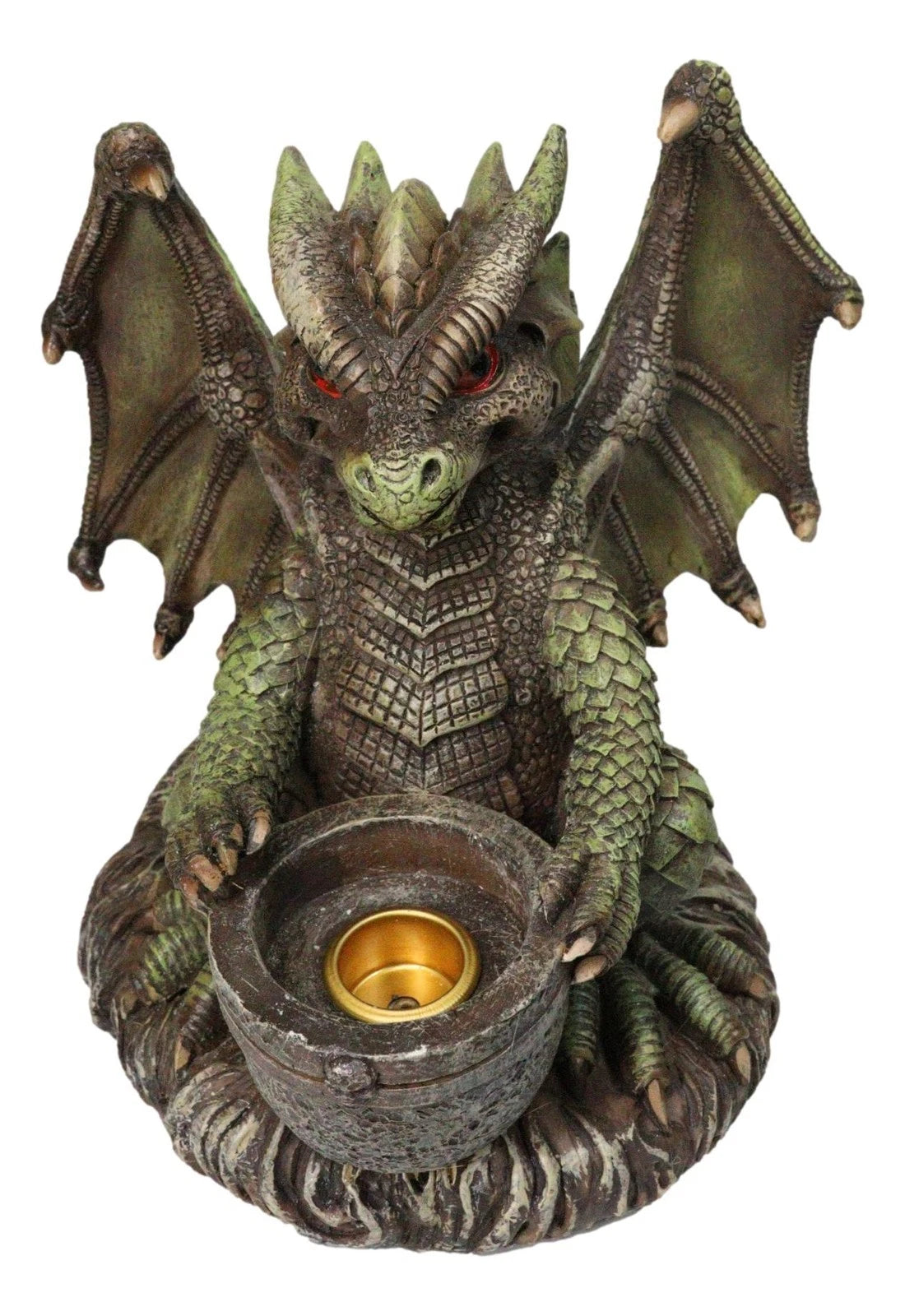 Earth Druid Dragon Holding Magic Cauldron Tea Light Candle Or Incense Holder-7