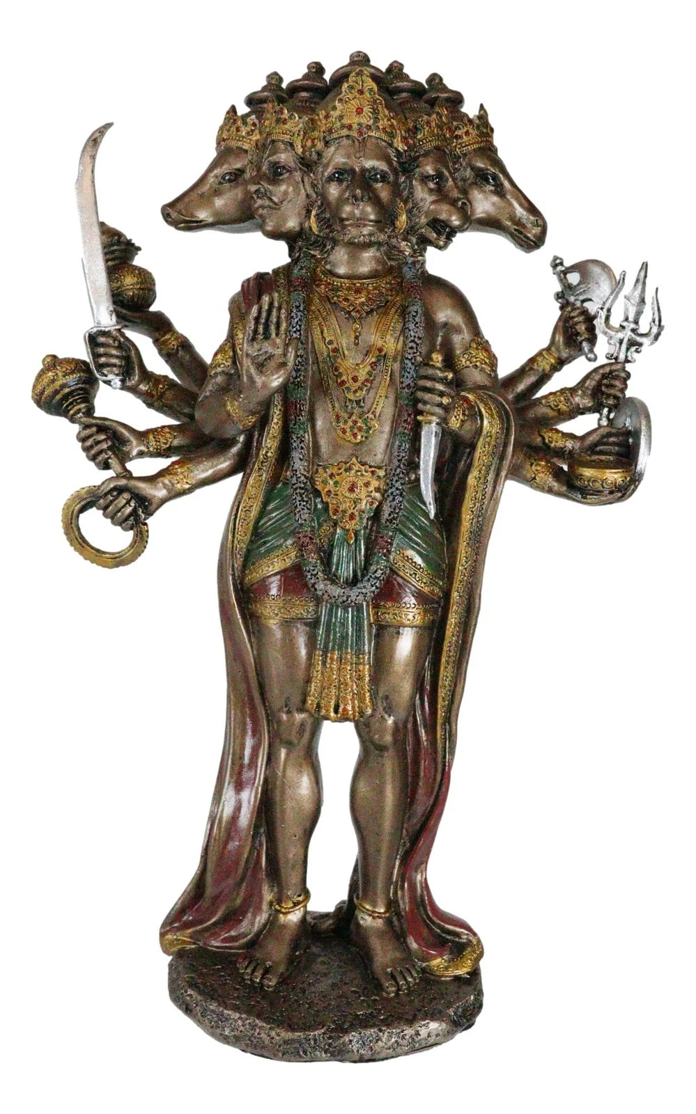 Panchamukhi Anjaneya Five Faced Hanuman Statue Monkey Hindu God Warrior Figurine-7