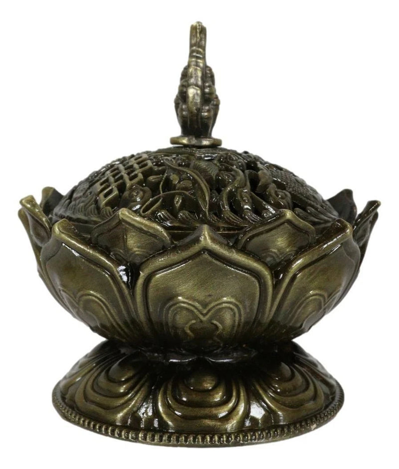 Buddha Padma Lotus Incense Holder Burner Figurine Eastern Meditation Decor 4"Dia-6
